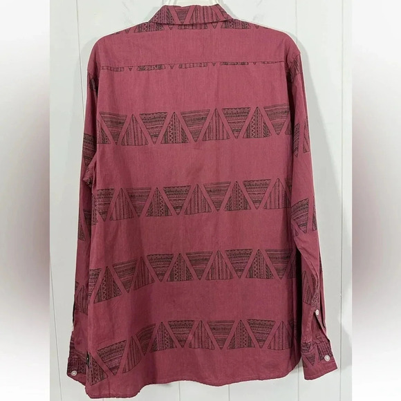 Ocean Current Shirt Adult Size L Red Button Up Long Sleeve - Picture 3 of 9